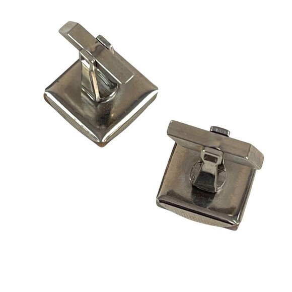 Vintage Silver-Tone & Brown Swirled Rectangular Cufflinks For Men - Picture 3 of 6